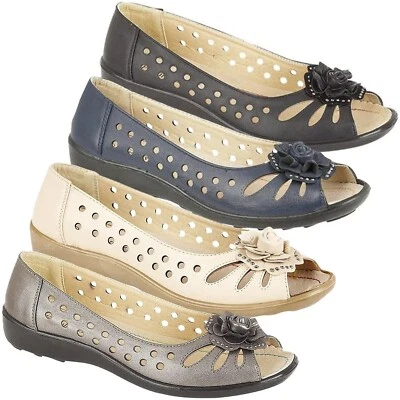 Sandalias sin cordones de cuero con punta abierta Boulevard para mujer talla de zapato cómodo