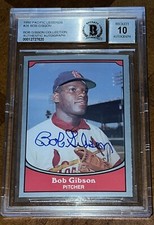 1990 Pacific Legends Bob Gibson Cardinals Signed Baseball Card BGS 10 AUTO BAS