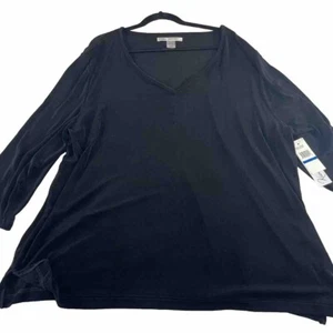 Blusa Kiara Jersey Plus 3X Negra Elastizada Clásica Nueva con Etiquetas Suelta Cómoda Fácil Cuidado - Imagen 1 de 4