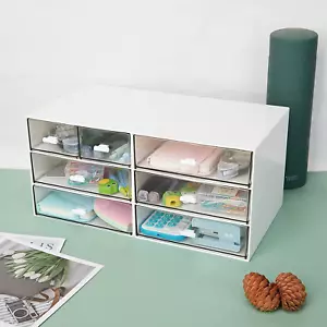 Plastic Desk Organizer with 4 Clear Drawers Storage Box Desktop Organization - Picture 1 of 12