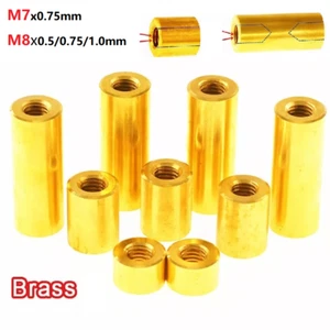 M7 M8 Brass Thread Sleeve Rod Bar Stud Round Connector Tube Long Nuts Fine Pitch - Picture 1 of 6