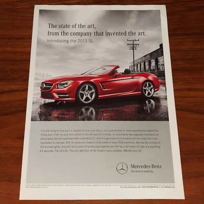 MERCEDES BENZ SL 2013 PRINT AD MAGAZINE ADVERTISEMENT THE STATE OF THE ART - Image 1 of 4