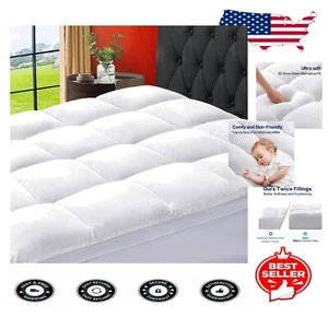 Extra Thick 54x75 Full Mattress Pad with Deep Pockets - Machine Washable Comfort - Picture 1 of 9