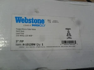 Webstone H-10139W 3" Válvula de compuerta de latón forjado 200 WOG sin plomo - Imagen 1 de 1