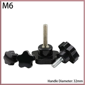 Plastic Black Thumb Screw Male Thread Star Knob Grip Hand Tightening Screws M6 - Picture 1 of 12