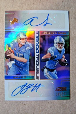 2024 Score Double Trouble Dual Auto Jared Goff & Amon Ra St Brown #'d 16/50 - Image 1 of 2
