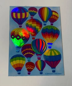 1999 RARE Sandylion Sticker Mod Hot Air Balloons Maxi Mylar Colorful Metallic - Picture 1 of 3