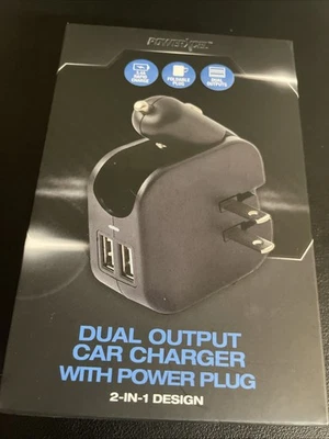 POWERXCEL - Dual Output Car Charger With Power Plug - NEW IN SEALED BOX - Image 1 of 4