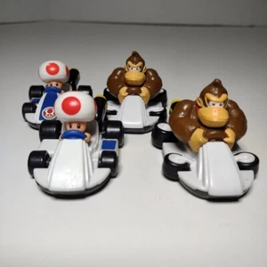 McDonald's Mario Kart 2014 Happy Meal Toys Toad + Donkey Kong Lot Of 4 - Picture 1 of 9