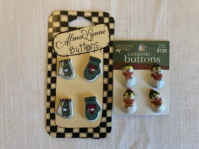 2 NEW UNUSED PACKAGES CERAMIC CHRISTMAS THEME BUTTONS ALMA LYNNE - Image 1 of 3