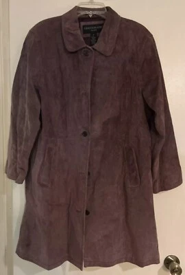 NUEVO ABRIGO DE COLECCIÓN de cuero gamuza genuino malva centígrado 3/4 de longitud talla 1X Foto 1 de 4