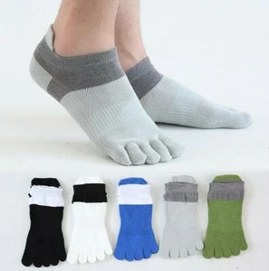 5Pair Men Cotton Toe Socks Five Finger Solid Sport Ankle Breathe Low Cut Classic - Picture 1 of 15