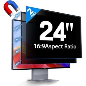 2 Pack Hidden Design Magnetic Computer Privacy Screen 24 inch, Removable Screen - Afbeelding 1 van 8