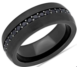Deep Blue Sapphire Eternity Wedding Ring (8mm) - Picture 1 of 6