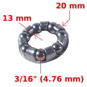 BIKE BALL BEARING CAGED FRONT WHEEL HUB 3/16" BEARINGS AXLE RETAINER STEEL MOPED - Picture 1 of 1