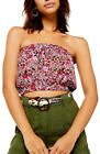 Topshop Womens Size 4 US Cotton Cropped Floral Print Bandeau Top Pink Multi 1711
