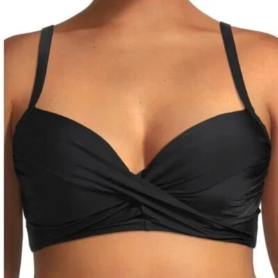 Top de bikini para mujer Nicole Miller NEGRO frente torcido talla M nuevo con etiquetas Foto 1 de 4