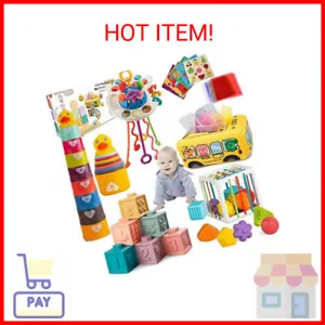 Baby Toys 6 to 12 Months, Montessori Toys for 1 Year Old, Silicone Pull String T - Picture 1 of 2