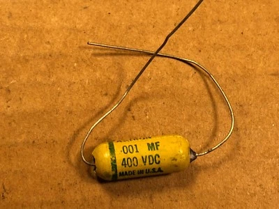 Nuevo de Lote Antiguo Astron .001 uf 400v Condensador Mostaza Tono de Sangrado Agudos Tapa Cantidad Disponible Foto 1 de 3