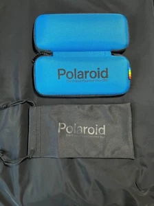 NEW Polaroid Zip-Up Clamshell Sunglasses Eye Glasses Case Blue With Pouch - Picture 1 of 3