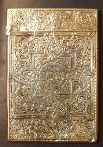 1873 Victorian Sterling Silver Card Case Birmingham England Cover