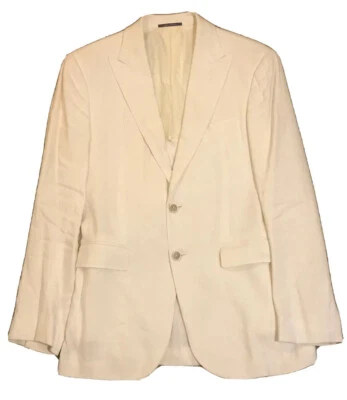 Ralph Lauren Purple Label 2 Button Peak Lapel Nigel Jacket Blazer Cream Linen - Image 1 of 4
