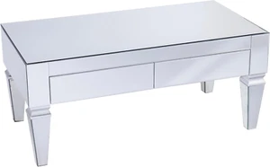 Darien Contemporary Mirrored Rectangular Coffee Table, Silver - Picture 1 of 12