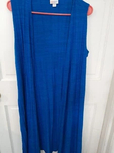 Chaleco largo LulaRoe azul liso usado pero apenas usado talla pequeña - Imagen 1 de 5