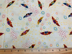 Fantastic Felines Laurel Burch Clothworks Cotton Fabric Angel-Cats 1/2 Yard 1995 - Picture 1 of 4