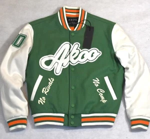 AKOO Men's Captain Jacket Letterman Wool Blend Varsity Bomber M NWT - Picture 1 of 16
