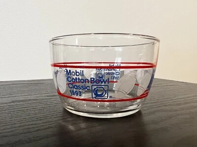 Mobil Cotton Bowl Classic 1993 Glass Bowl Candy Dish 2.5" Vintage Souvenir - Image 1 of 4