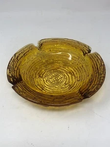 Vintage Anchor Hocking Soreno Amber Brown Round Rippled Glass Ash Tray 6.5” - Picture 1 of 6