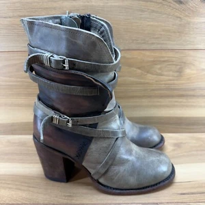 Freebird By Steven Womens Boots Size 8 Baker Green Brown Leather Block Heel - Picture 1 of 12