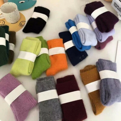 100%Wool Crew Socks Women Thicken Thermal Boots Warm Soft Colors Winter 3 Pairs - Image 1 of 4