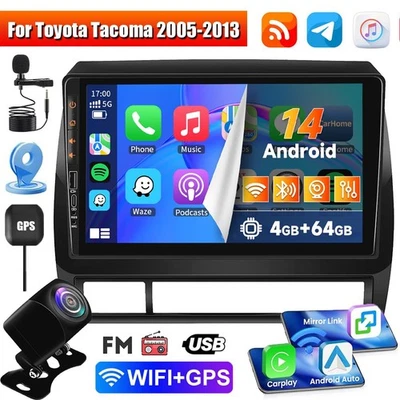 For Toyota Tacoma 2005-2013 Android 14 Car Radio Stereo GPS WiFi Carplay +Camera - Image 1 of 4
