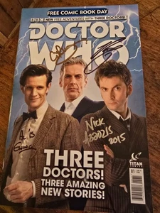 Doctor Who - Free Comic Book Day 2015 - Three Doctors - SIGNED  x 4 - Picture 1 of 3