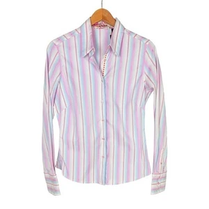 Robert Graham Pastel Striped Button Down Shirt Women’s Fitted Preppy Office NWT - Picture 1 of 11