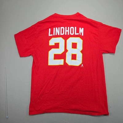 Lindholm 28 Calgary Flames NHL T-Shirt Hockey Jersey Red Mens Large L - Image 1 of 4