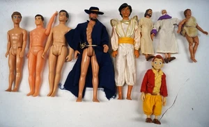 LOT (9) Male Dolls GI Joe Alladin Jesus Misc Some No Clothes Vintage Boys C113 - Picture 1 of 11