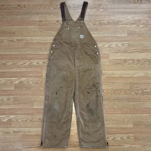 Vintage Distressed Carhartt Overalls Insulated Men's Size 42x30 Paint Thrashed - Picture 1 of 9