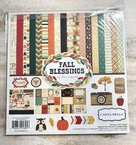 Carta Bella *FALL BLESSINGS COLLECTION KIT* Paper 12 Sheets w/Accents RARE New - Picture 1 of 4