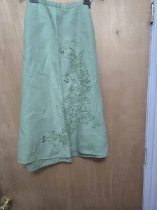 Plus Size JM Collection 16W Linen Maxi skirt beaded floral embroidery - Picture 1 of 5