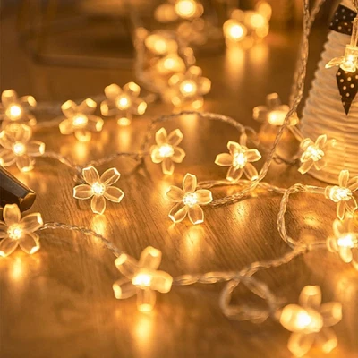 Flower String Lights, 10Ft 20 LED USB Powered Cherry Blossom Fairy String Lights - Image 1 of 4