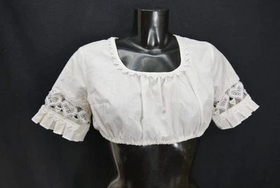 Gr.40 Dirndlbluse weiß Bluse für Dirndl Baumwollmischung mit Spitze B11319 - Bild 1 von 4