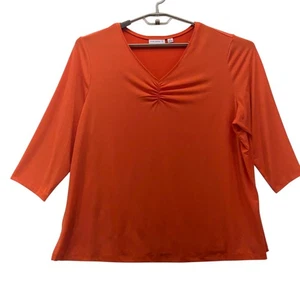 Susan Graver Damen Bluse Größe 1X Flüssigstrick Herbst Autumn Burnt Orange Stretchig - Bild 1 von 13