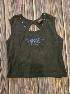 Vintage Sturgis 2004 Motorcycle Biker Womens Cropped Tank Top Black Size M Y2K - Picture 1 of 5