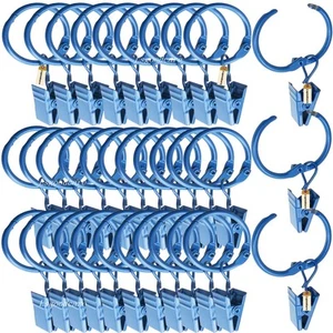 40Pcs Blue Openable Curtain Clips with Rings 1Inch, Strong Metal Decorative C... - Picture 1 of 6