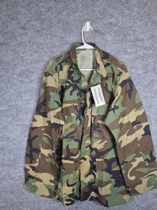 VINTAGE USGI BDU Jacket Mens Large Long Woodland Camo Ripstop Military Field 00s - Picture 1 of 10