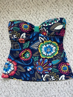 Boden Santa Lucía Floral Tankini Top Talla 8 Azul Marino Colorido Sin Tirantes Foto 1 de 4
