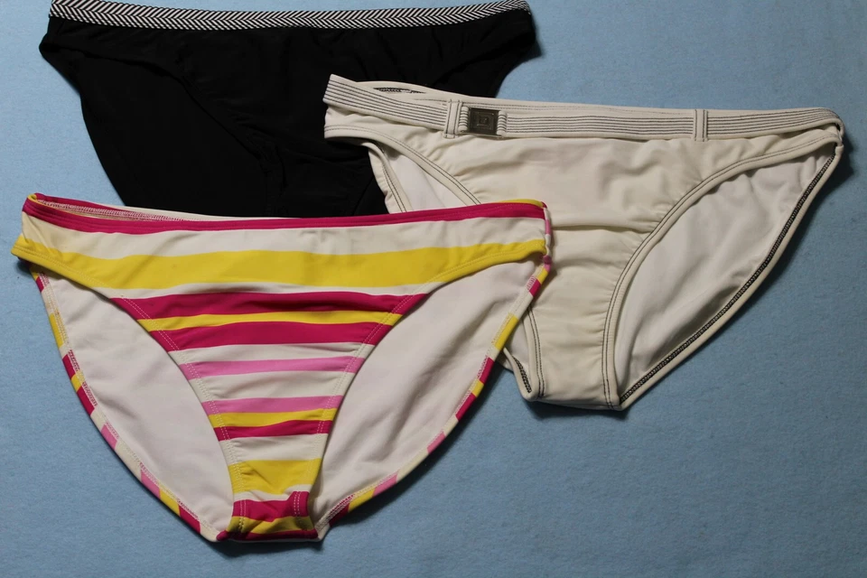 NUEVO 3 Lote Fondos de Bikini Isaac Mizrahi Rayas Negro Sólido XXL Ver Medidas* Foto 1 de 4